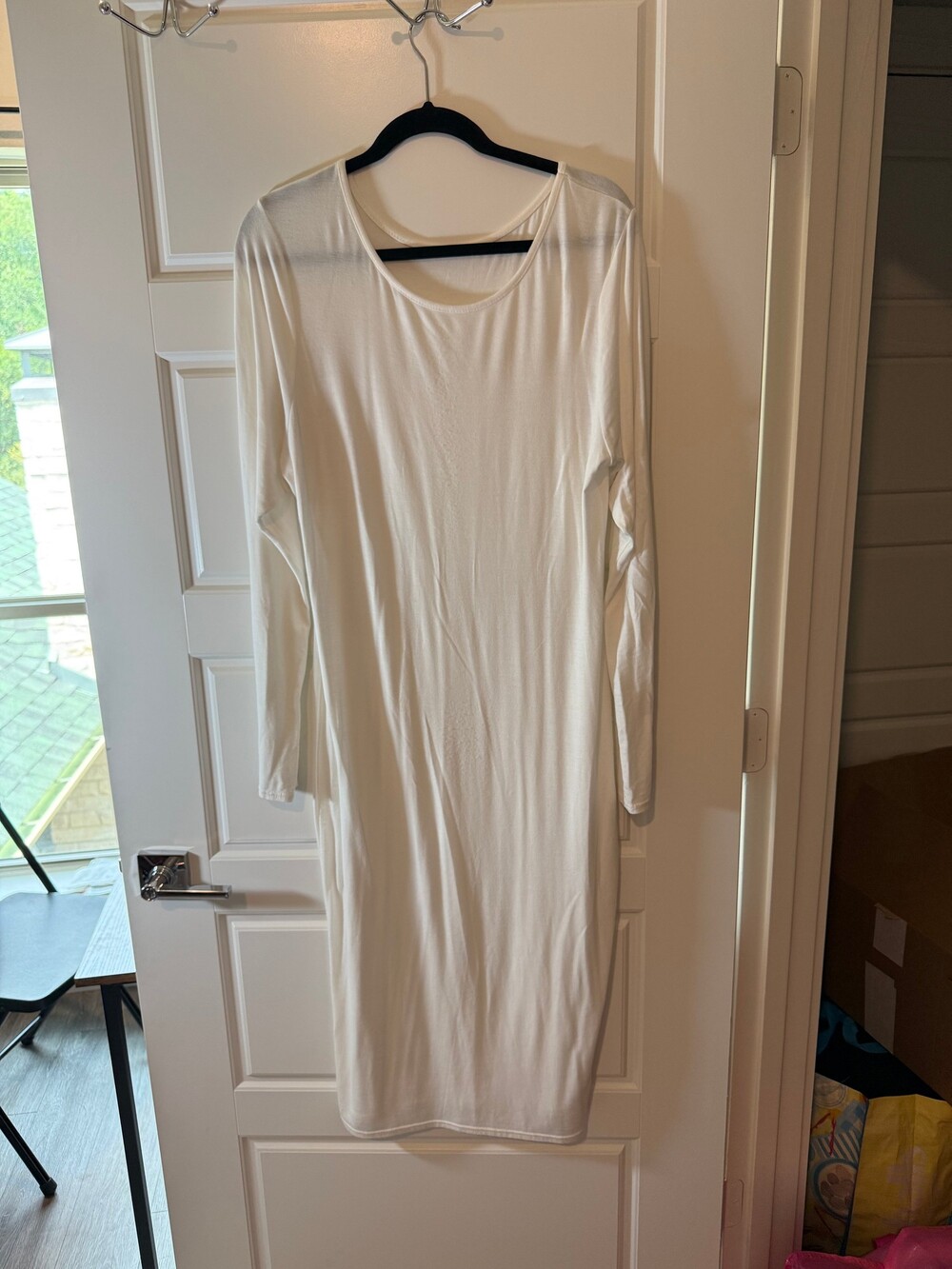 White Long Sleeve Midi Dress